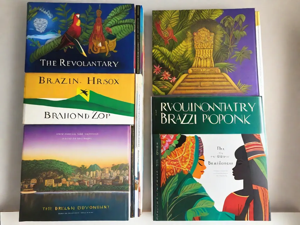 Descrição da imagem: Uma pilha de sete livros com capas vibrantes, representando uma variedade diversa de gêneros e temas. Cada título do livro é visível, incluindo