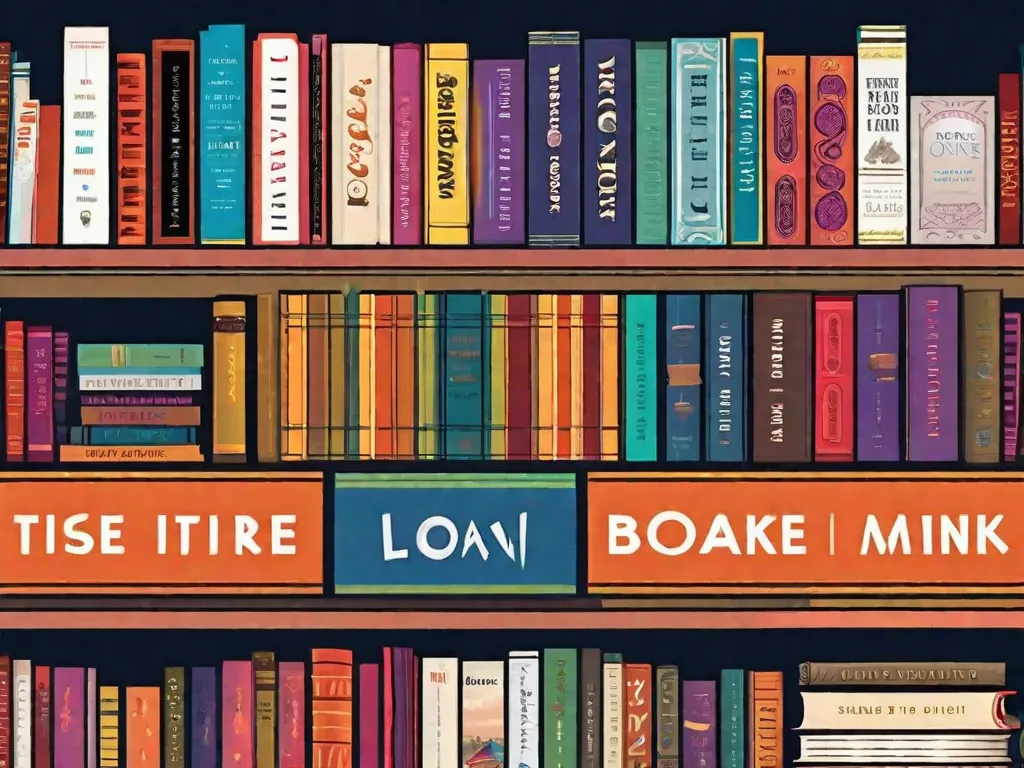 Descrição da imagem: Uma pilha de sete livros, cada um com uma capa única, colocados em uma mesa de madeira. Os títulos dos livros são visíveis, incluindo