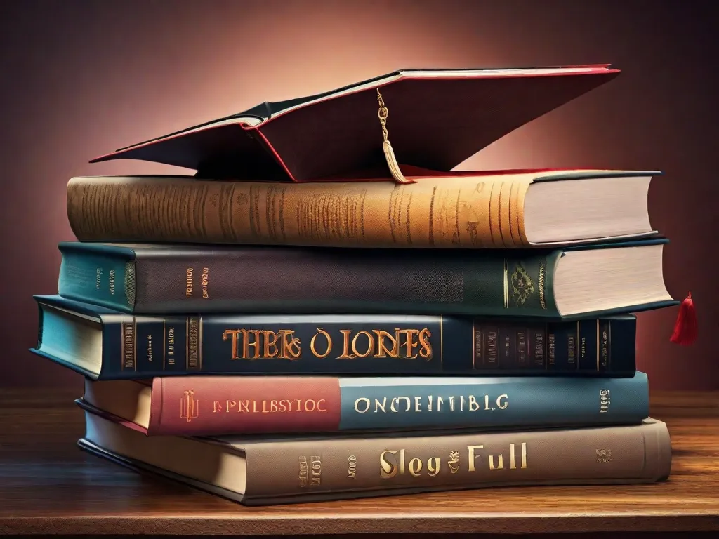 Descrição da imagem: Uma pilha de sete livros em cima de uma mesa de madeira. Os livros têm capas de cores diferentes, representando diversos gêneros e temas. O título de cada livro é visível, mostrando uma variedade de assuntos que têm o potencial de inspirar e impactar positivamente a vida de alguém.