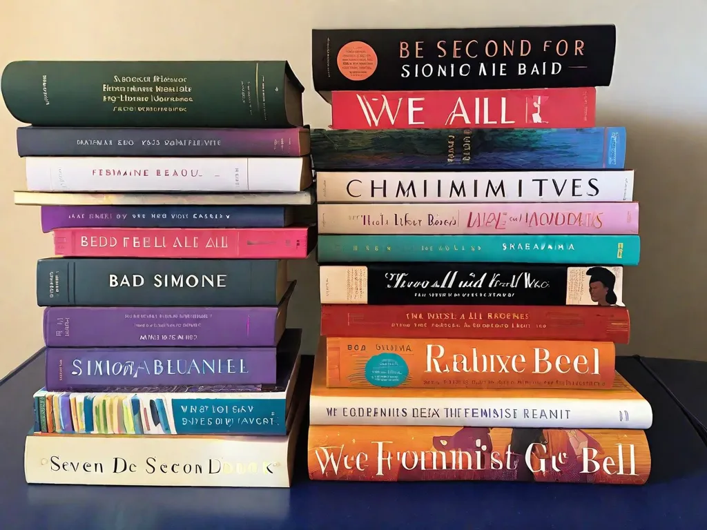 Uma imagem de uma coleção diversa de livros em uma prateleira, com títulos como