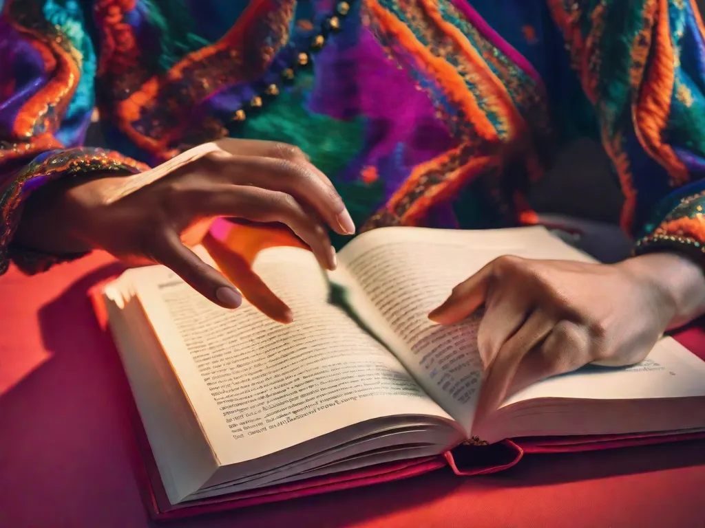 Descrição da imagem: Um close-up das mãos de uma pessoa segurando firmemente um livro, com visível empolgação e antecipação em seu rosto. A capa do livro mostra cores vibrantes e um título cativante, evocando uma sensação de emoções intensas. O fundo está desfocado, enfatizando o foco nas mãos da pessoa e no livro.