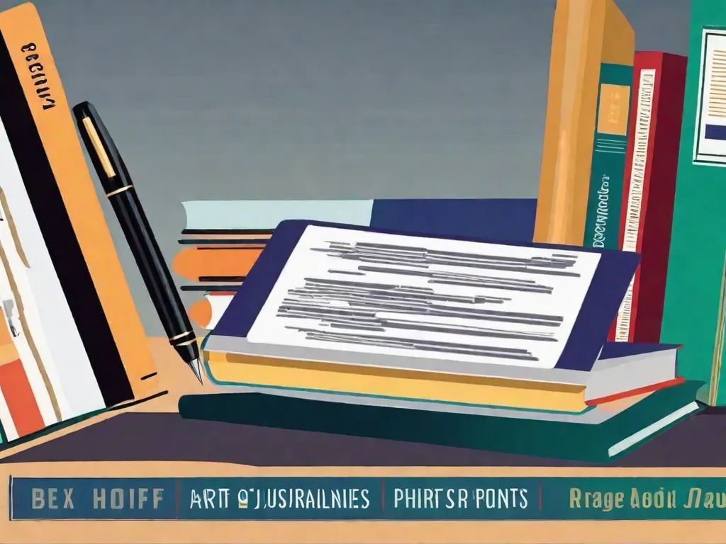 Descrição da imagem: Um close-up de uma mesa coberta por vários livros. Os livros têm títulos como 