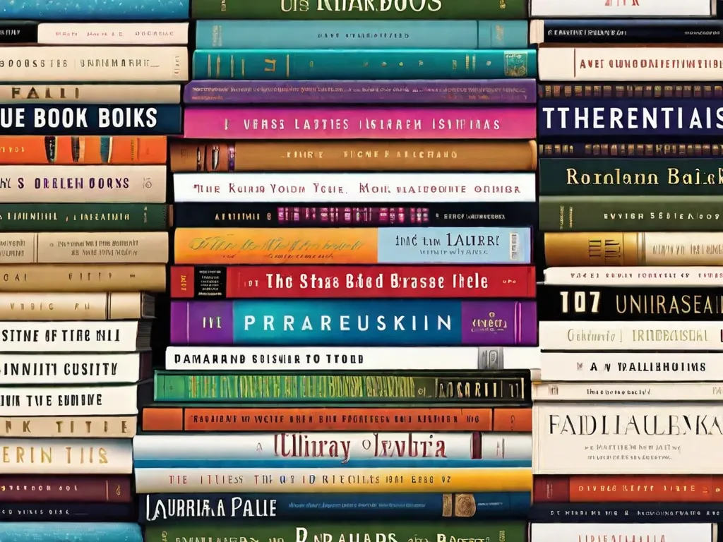 Descrição da imagem: Uma pilha de dez livros com capas vibrantes e chamativas, mostrando uma variedade de gêneros. Cada título do livro é escrito em letras em negrito, representando a coleção única e diversificada de livros de parafrasear. Os livros estão dispostos de forma organizada, criando uma exposição convidativa que desperta curiosidade e promete surpreender os leit