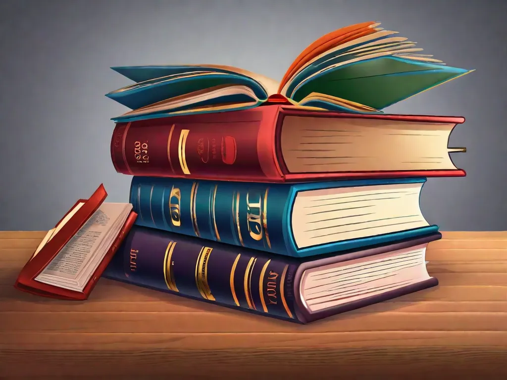 Descrição da imagem: Uma pilha de sete livros com capas vibrantes, representando uma variedade diversa de gêneros e temas. O título de cada livro é visível, incluindo