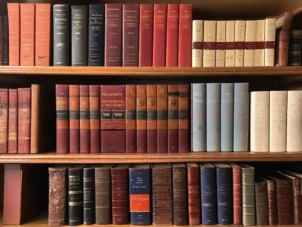 Descrição da imagem: Um close-up de um livro desgastado, encadernado em couro, deitado sobre uma mesa de madeira. As páginas do livro estão levemente amareladas pelo tempo, e o título está elegantemente gravado em letras douradas na lombada. A luz suave do sol passa por uma janela próxima, lançando um brilho acolhedor sobre o livro e criando uma atmosfer