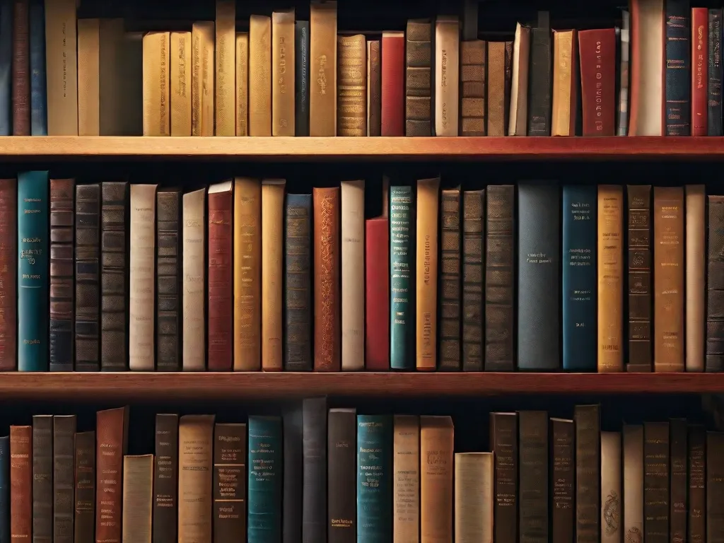 Descrição da imagem: Uma fotografia em close-up de uma estante de livros desgastada e envelhecida, cheia de biografias. Os livros são diversos em cor e tamanho, representando uma variedade de indivíduos inspiradores de diferentes áreas e origens. Cada livro parece guardar uma história única esperando para ser descoberta, simbolizando o potencial de inspiração transformadora dentro dessas biografias.