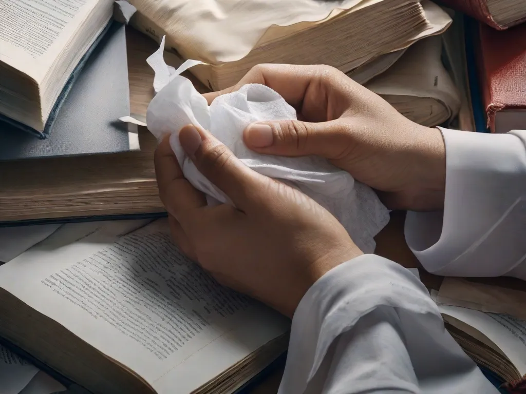 Uma imagem em close-up de um livro desgastado com manchas de lágrimas em suas páginas, simbolizando o impacto emocional dos 10 livros mais comoventes que farão você derramar litros de lágrimas.