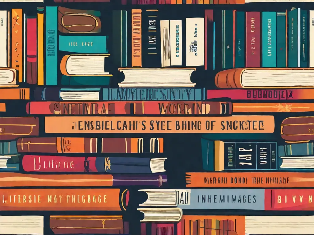 Descrição da imagem: Uma pilha de livros com capas vibrantes e chamativas, cada um representando um gênero e estilo diferentes. Os títulos são parcialmente visíveis, tentando o espectador com palavras intrigantes e imagens cativantes. Os livros são dispostos de forma a criar uma sensação de antecipação, convidando os leitores a mergulhar no mundo da literatura e descobrir
