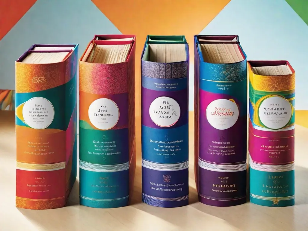 Descrição da imagem: Uma pilha de livros coloridos com capas vibrantes, cada um mostrando um aspecto diferente da criatividade. Os títulos incluem